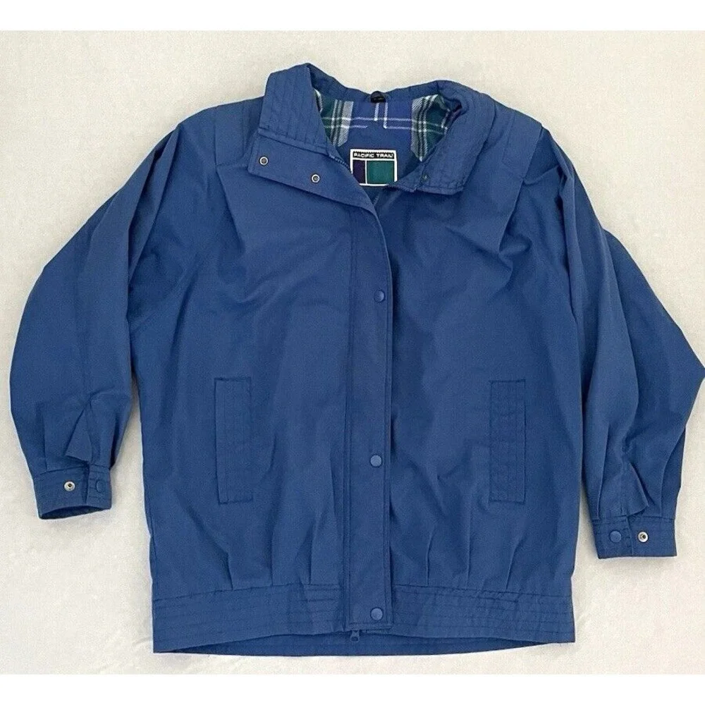 Vintage Pacific Trail Jacket Men Size Large Blue Flannel-Lined Full Zip‎ Pockets